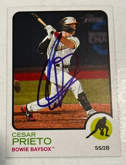 CESAR PRIETO SIGNED 2022 TOPPS HERITAGE MINOR LEAGUE BASEBALL CARD AUTO