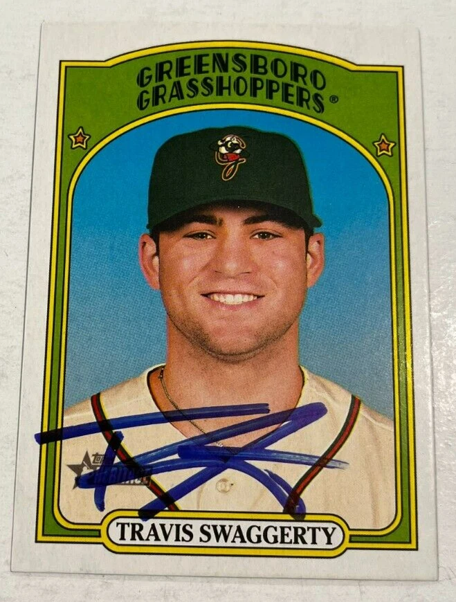 TRAVIS SWAGGERTY SIGNED 2021 TOPPS HERITAGE MINOR LEAGUE BASEBALL CARD AUTO