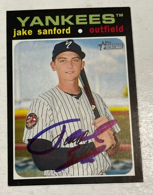 JAKE SANFORD SIGNED 2020 TOPPS HERITAGE MINOR LEAGUE BASEBALL CARD AUTO