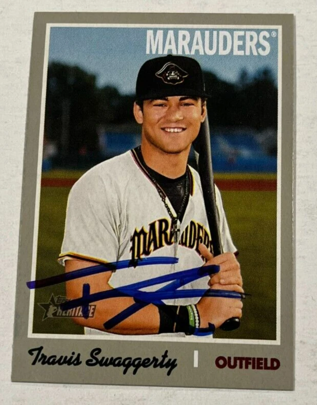 TRAVIS SWAGGERTY SIGNED 2019 TOPPS HERITAGE MINOR LEAGUE BASEBALL CARD AUTO