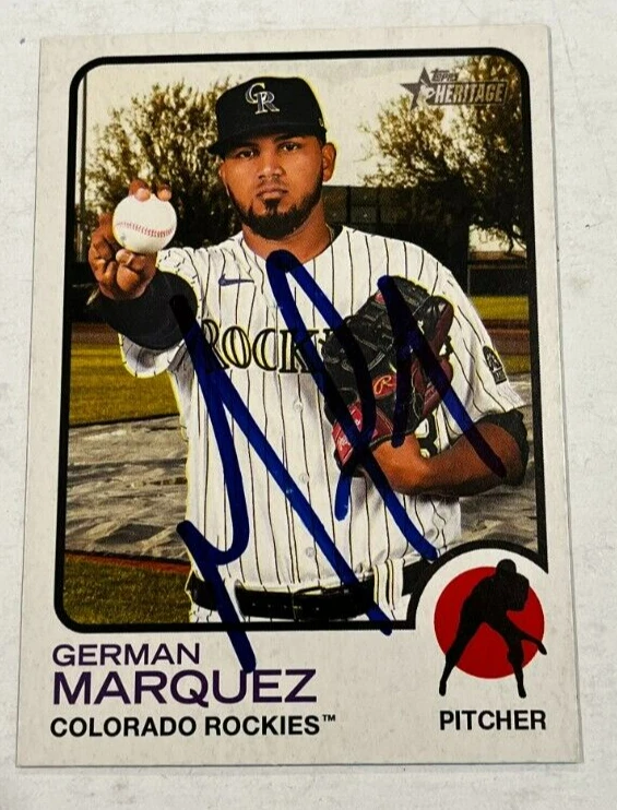 GERMAN MARQUEZ SIGNED 2022 TOPPS HERITAGE BASEBALL CARD AUTO