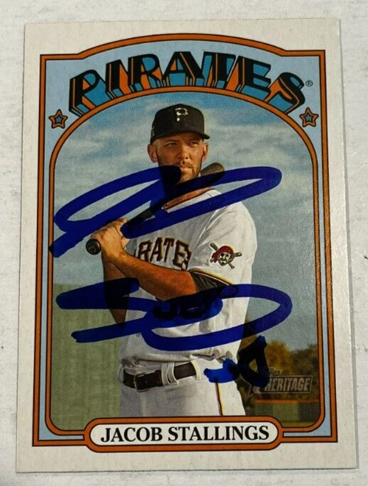 JACOB STALLINGS SIGNED 2021 TOPPS HERITAGE BASEBALL CARD AUTO