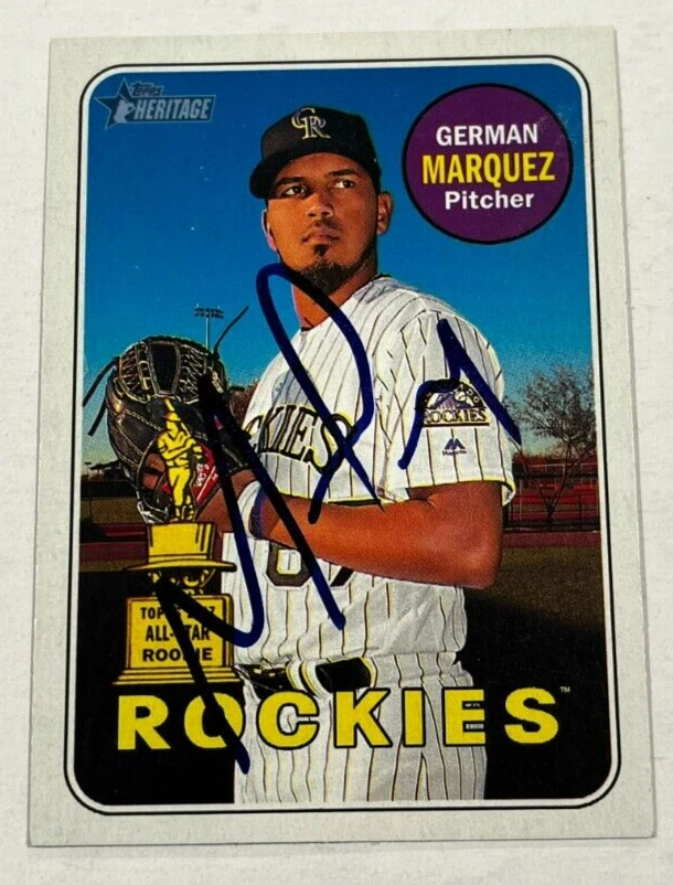GERMAN MARQUEZ SIGNED 2018 TOPPS HERITAGE BASEBALL CARD AUTO