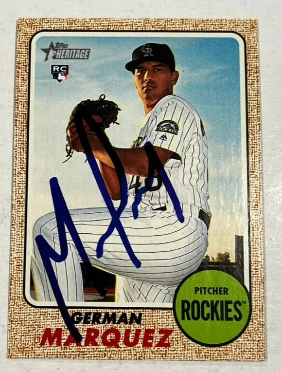 GERMAN MARQUEZ SIGNED 2017 TOPPS HERITAGE BASEBALL CARD AUTO
