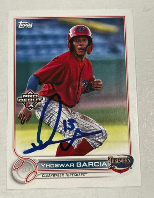 YHOSWAR GARCIA SIGNED 2022 TOPPS PRO DEBUT BASEBALL CARD AUTOGRAPH AUTO