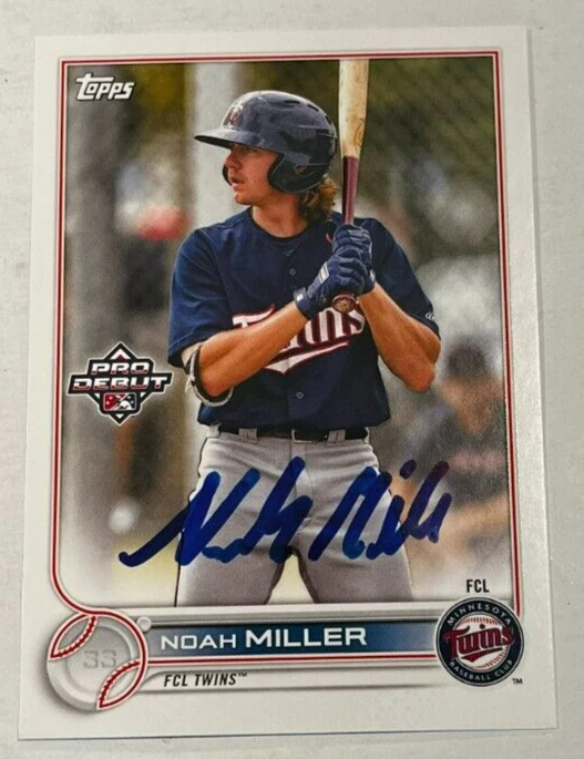 NOAH MILLER SIGNED 2022 TOPPS PRO DEBUT BASEBALL CARD AUTOGRAPH AUTO