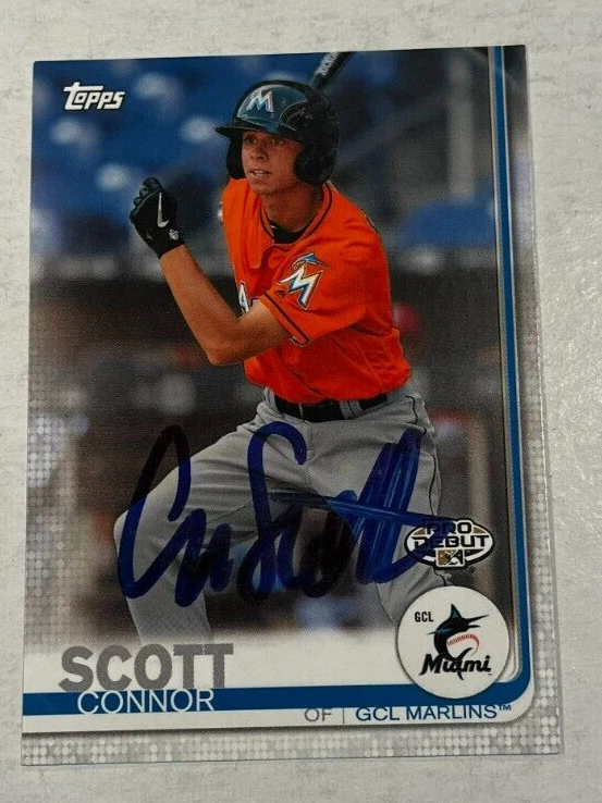 CONNOR SCOTT SIGNED 2019 TOPPS PRO DEBUT BASEBALL CARD AUTOGRAPH AUTO