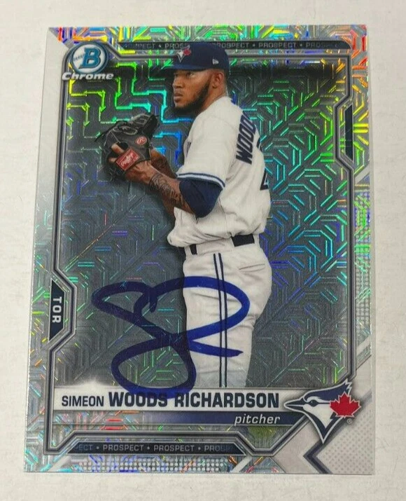 SIMEON WOODS RICHARDSON SIGNED 2021 BOWMAN CHROME BASEBALL CARD ROOKIE AUTO