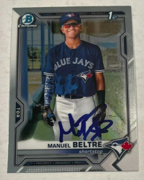 MANUEL BELTRE SIGNED 2021 BOWMAN CHROME BASEBALL CARD ROOKIE AUTO