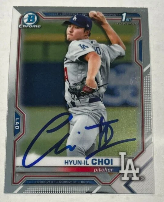 HYUN-IL CHOI SIGNED 2021 BOWMAN CHROME BASEBALL CARD ROOKIE AUTO