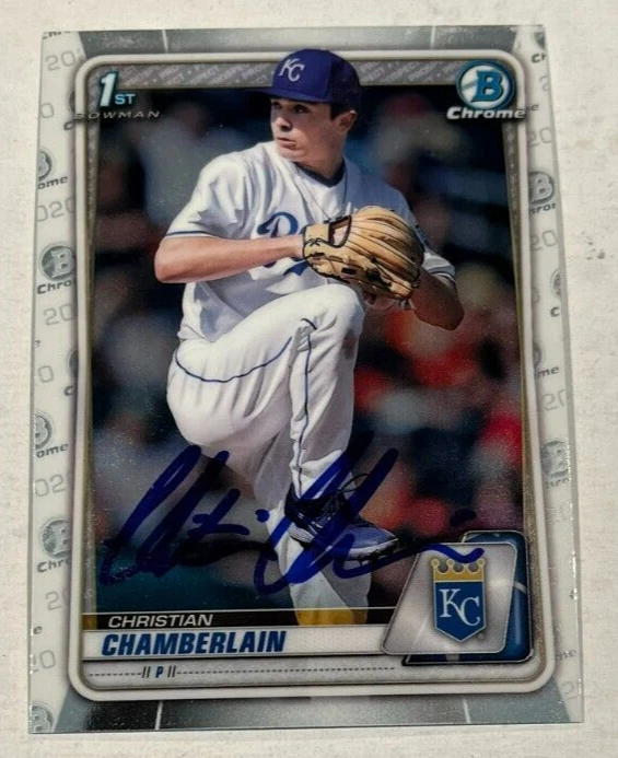 CHRISTIAN CHAMBERLAIN SIGNED 2020 BOWMAN CHROME DRAFT PROSPECT ROOKIE CARD AUTO