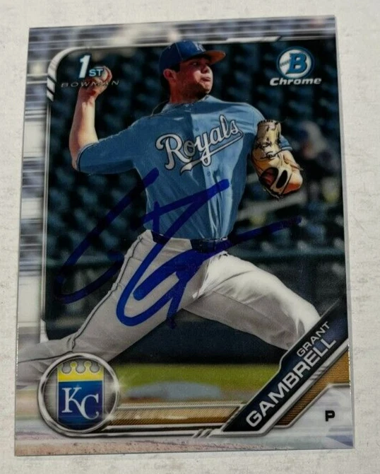 GRANT GAMBRELL SIGNED 2019 BOWMAN CHROME DRAFT PROSPECT BASEBALL CARD AUTO