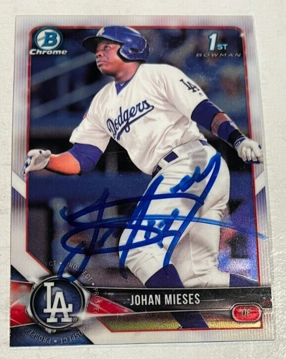 JOHAN MIESES SIGNED 2018 BOWMAN CHROME PROSPECT BASEBALL CARD AUTO