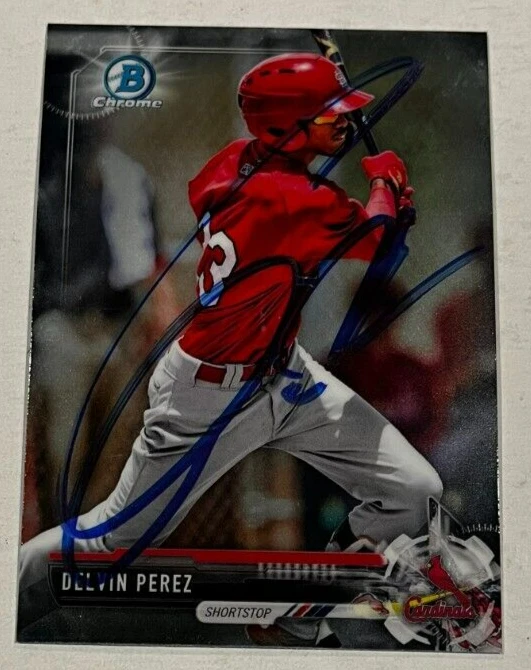 DELVIN PEREZ SIGNED 2017 BOWMAN CHROME PROSPECT CARD AUTO