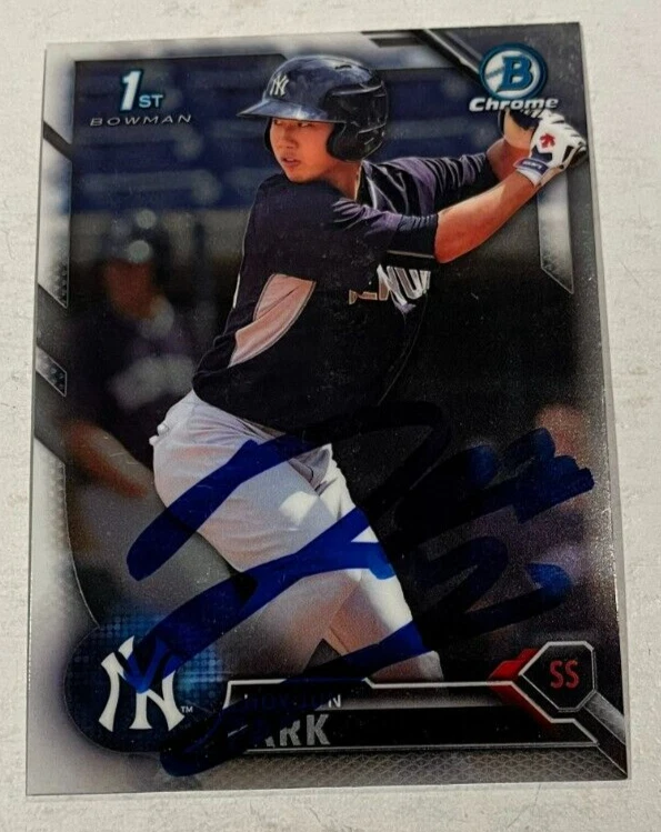 HOY HOY-JUN PARK SIGNED 2016 BOWMAN CHROME PROSPECT BASEBALL CARD AUTO