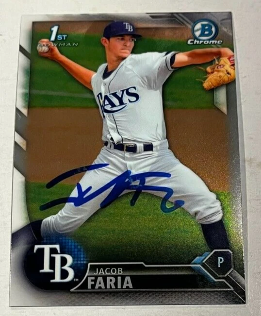 JACOB FARIA SIGNED 2016 BOWMAN CHROME PROSPECT BASEBALL CARD AUTO