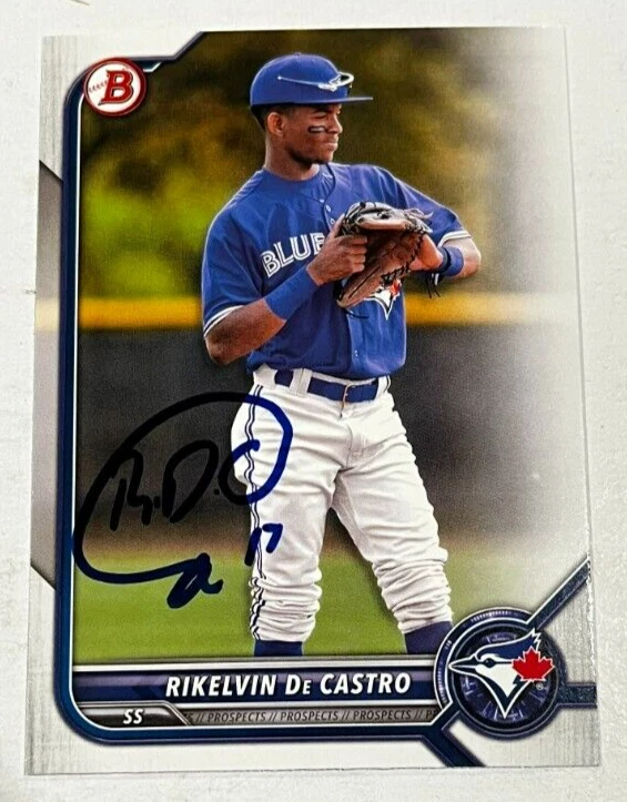 RIKELVIN DE CASTRO SIGNED 2022 BOWMAN PROSPECT BASEBALL CARD AUTO