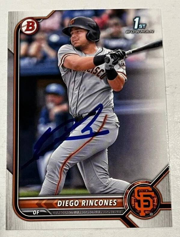 DIEGO RINCONES SIGNED 2022 BOWMAN PROSPECT BASEBALL CARD AUTO