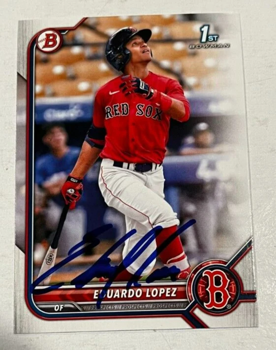 EDUARDO LOPEZ SIGNED 2022 BOWMAN PROSPECT BASEBALL CARD AUTO