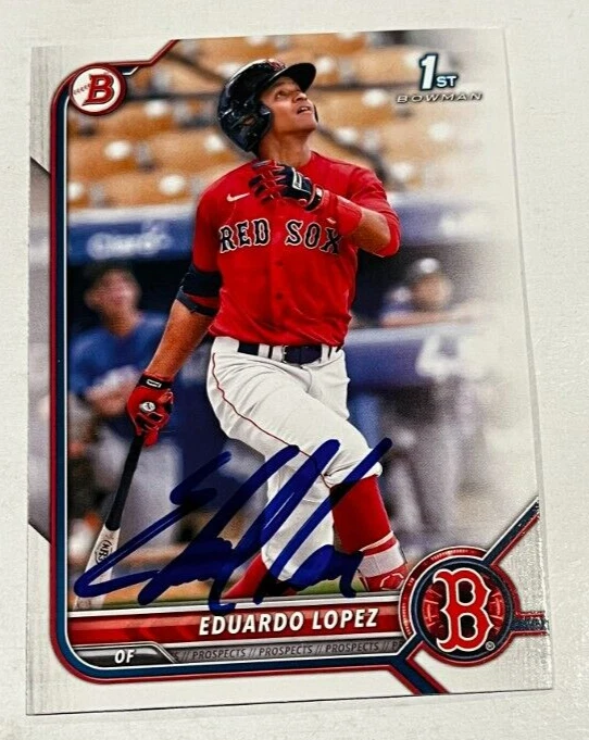 EDUARDO LOPEZ SIGNED 2022 BOWMAN PROSPECT BASEBALL CARD AUTO
