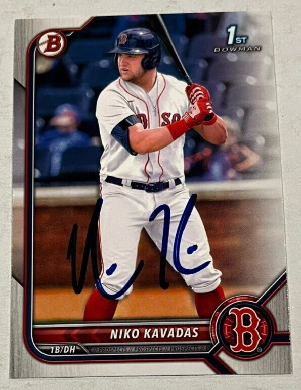 NIKO KAVADAS SIGNED 2022 BOWMAN PROSPECT BASEBALL CARD AUTO