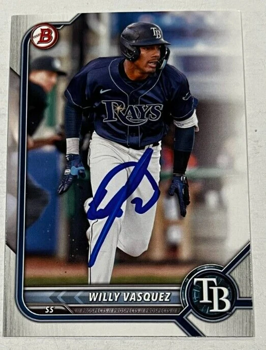 WILLY VASQUEZ SIGNED 2022 BOWMAN DRAFT PROSPECT BASEBALL CARD AUTO