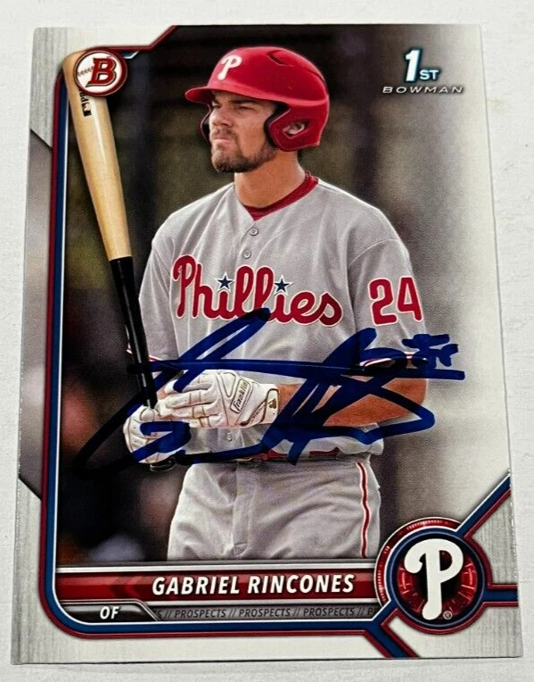 GABRIEL RINCONES SIGNED 2022 BOWMAN DRAFT PROSPECT BASEBALL CARD AUTO