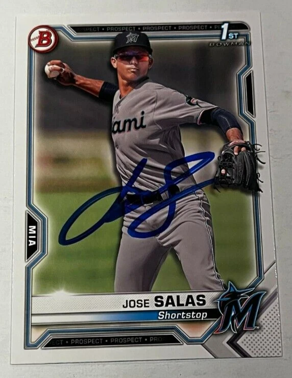 JOSE SALAS SIGNED 2021 BOWMAN PROSPECT BASEBALL ROOKIE CARD AUTO