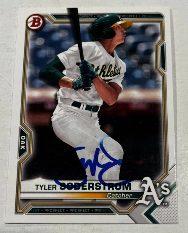 TYLER SODERSTROM SIGNED 2021 BOWMAN PROSPECT BASEBALL ROOKIE CARD AUTO