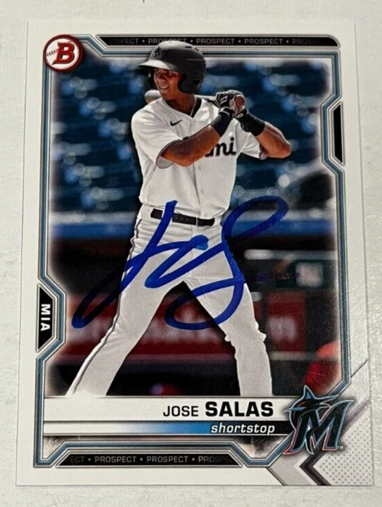 JOSE SALAS SIGNED 2021 BOWMAN DRAFT PROSPECT BASEBALL ROOKIE CARD AUTO