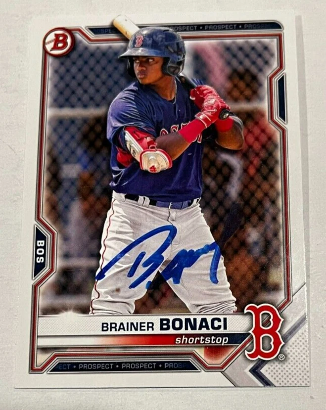 BRAINER BONACI SIGNED 2021 BOWMAN DRAFT PROSPECT BASEBALL ROOKIE CARD AUTO