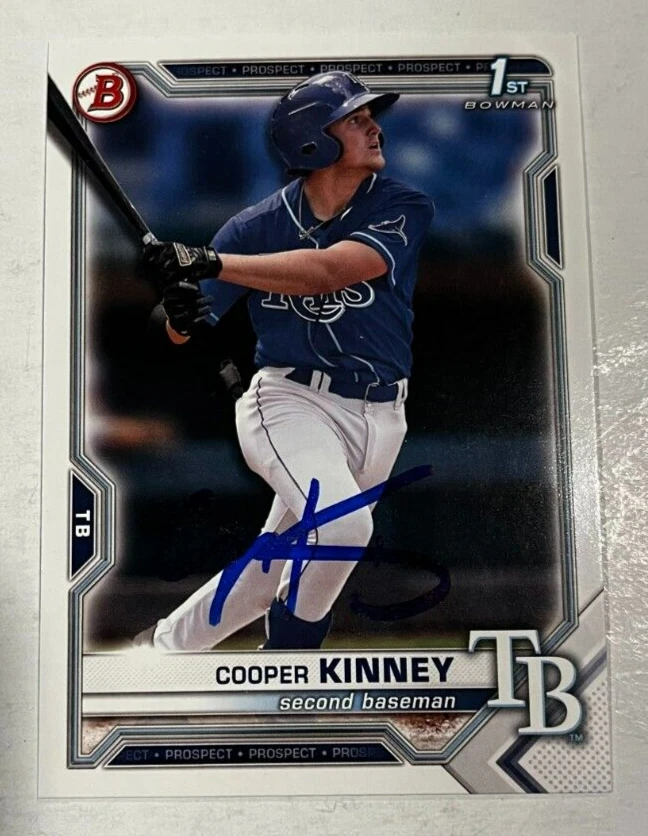 COOPER KINNEY SIGNED 2021 BOWMAN DRAFT PROSPECT BASEBALL ROOKIE CARD AUTO