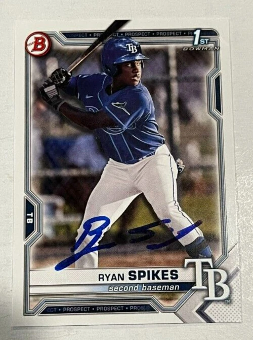 RYAN SPIKES SIGNED 2021 BOWMAN DRAFT PROSPECT BASEBALL ROOKIE CARD AUTO