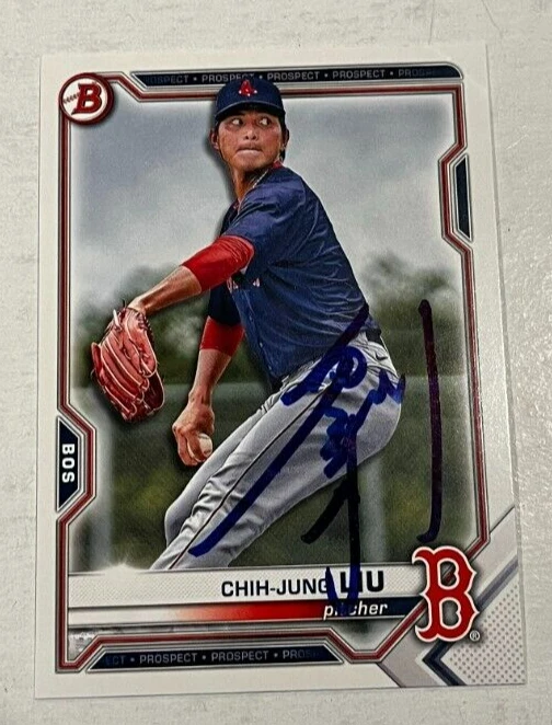CHIH-JUNG LIU SIGNED 2021 BOWMAN DRAFT PROSPECT BASEBALL ROOKIE CARD AUTO