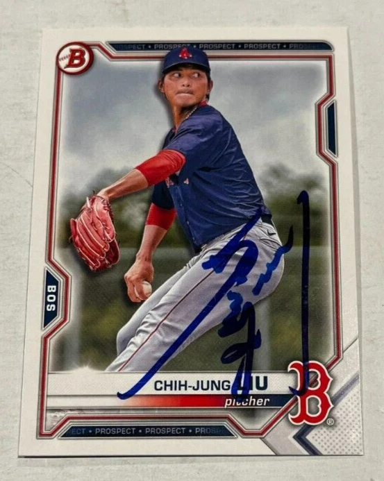 CHIH-JUNG LIU SIGNED 2021 BOWMAN DRAFT PROSPECT BASEBALL ROOKIE CARD AUTO