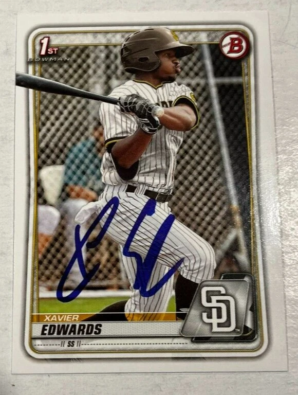 XAVIER EDWARDS SIGNED 2020 BOWMAN PROSPECT BASEBALL ROOKIE CARD AUTO