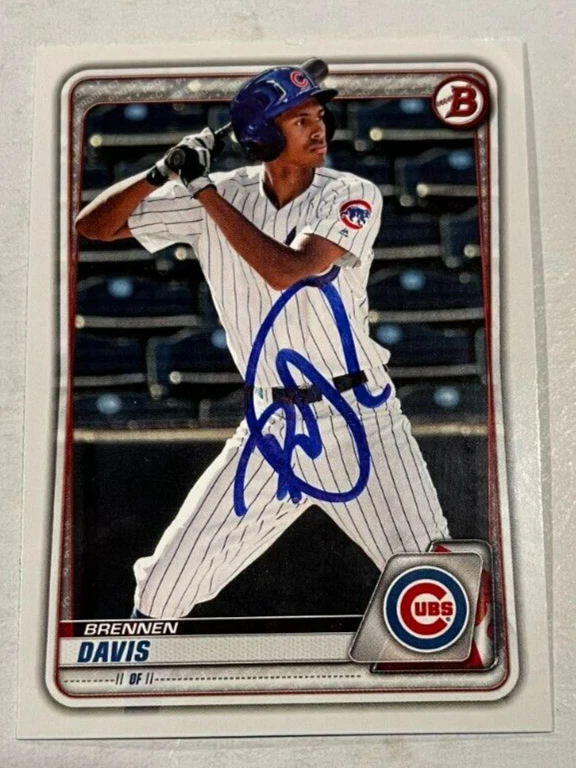 BRENNEN DAVIS SIGNED 2020 BOWMAN PROSPECT BASEBALL ROOKIE CARD AUTO
