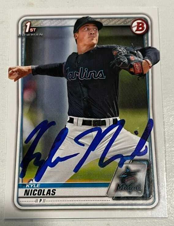 KYLE NICOLAS SIGNED 2020 BOWMAN DRAFT PROSPECT ROOKIE CARD AUTO