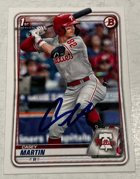 CASEY MARTIN SIGNED 2020 BOWMAN DRAFT PROSPECT ROOKIE CARD AUTO
