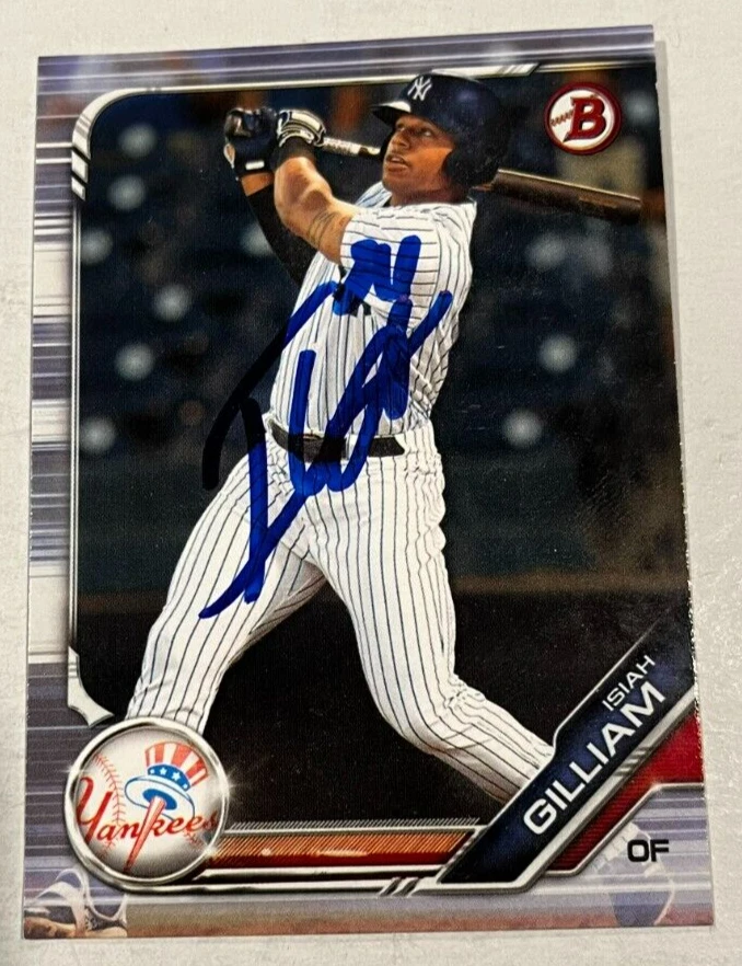 ISIAH GILLIAM SIGNED 2019 BOWMAN DRAFT PROSPECT ROOKIE CARD AUTO
