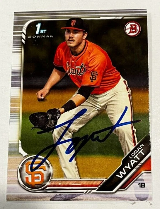 LOGAN WYATT SIGNED 2019 BOWMAN DRAFT PROSPECT ROOKIE CARD AUTO
