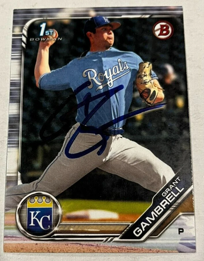 GRANT GAMBRELL SIGNED 2019 BOWMAN DRAFT PROSPECT ROOKIE CARD AUTO