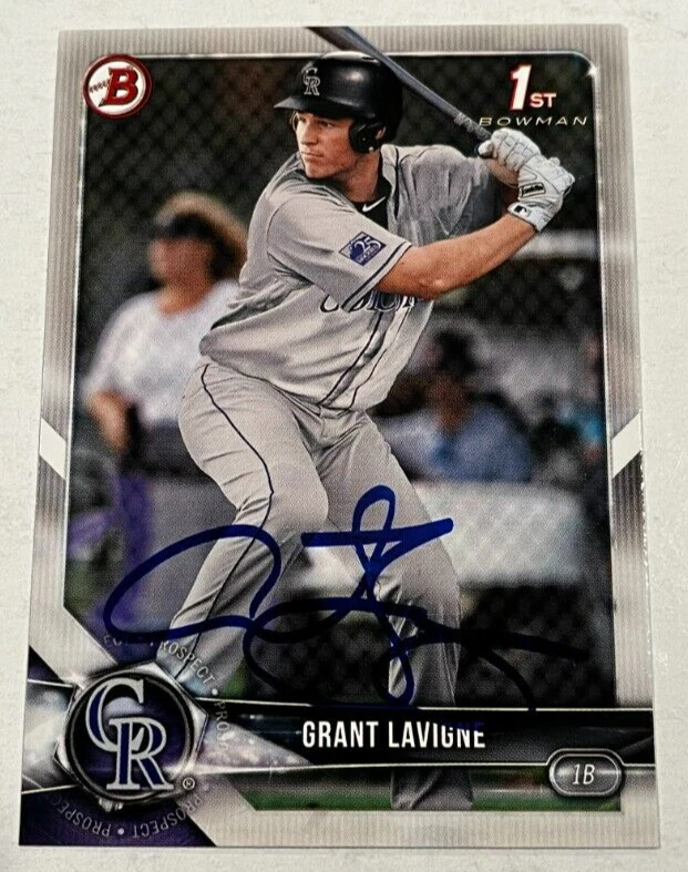 GRANT LAVIGNE SIGNED 2018 BOWMAN DRAFT PROSPECT ROOKIE CARD AUTO