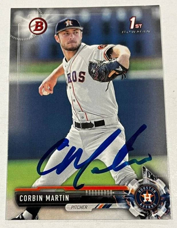 CORBIN MARTIN SIGNED 2017 BOWMAN DRAFT PROSPECT ROOKIE CARD AUTO