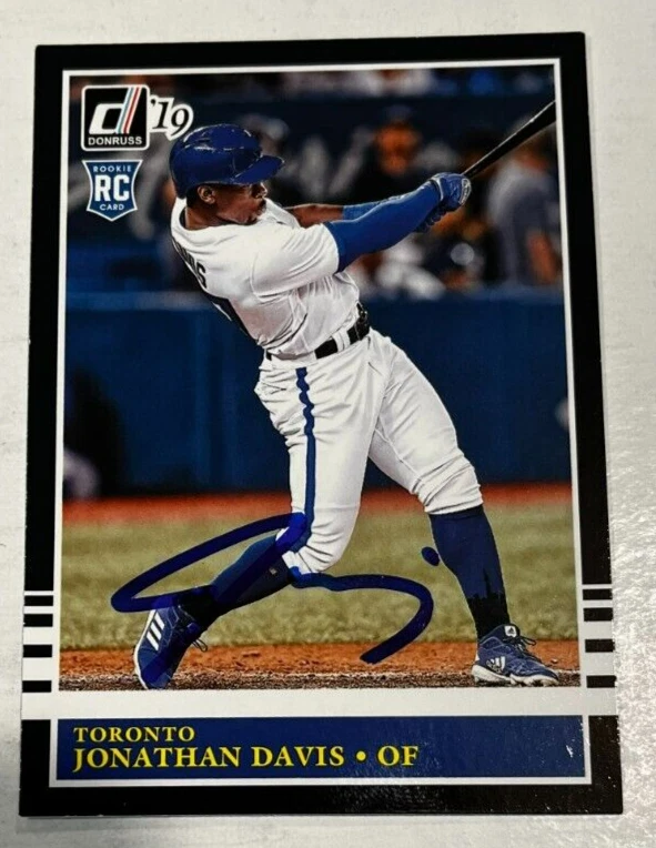 JONATHAN DAVIS SIGNED 2019 DONRUSS BASEBALL ROOKIE CARD AUTO