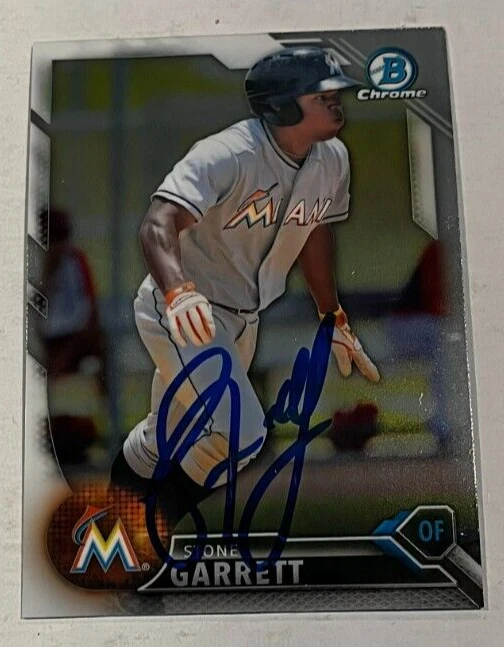 STONE GARRETT SIGNED 2016 BOWMAN CHROME BASEBALL ROOKIE CARD AUTO
