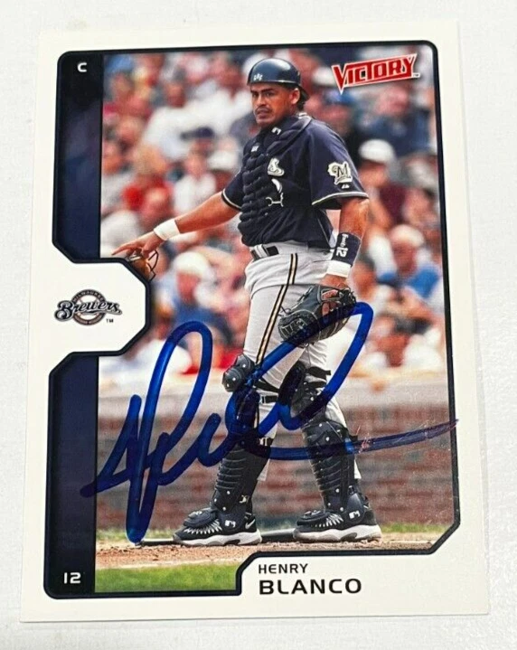 HENRY BLANCO SIGNED 2002 UPPER DECK VICTORY BASEBALL CARD AUTO