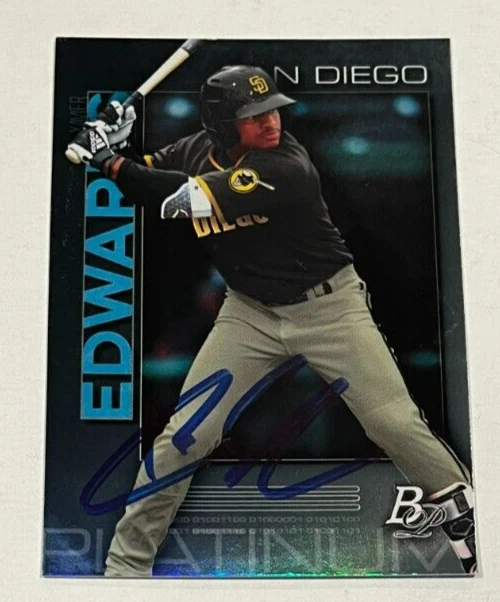 XAVIER EDWARDS SIGNED 2020 BOWMAN PLATINUM ROOKIE BASEBALL CARD AUTO