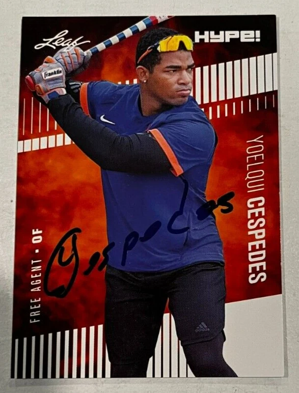 YOELQUI CESPEDES SIGNED 2020 LEAF HYPE BASEBALL ROOKIE CARD AUTO