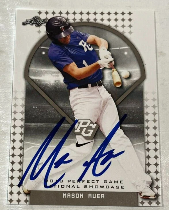 MASON AUER SIGNED 2018 LEAF PERFECT GAME BASEBALL ROOKIE CARD AUTO